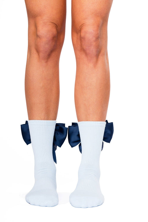 Anna Grip Sock: Light Blue/Navy / Medium - Pilates, Barre, Yoga