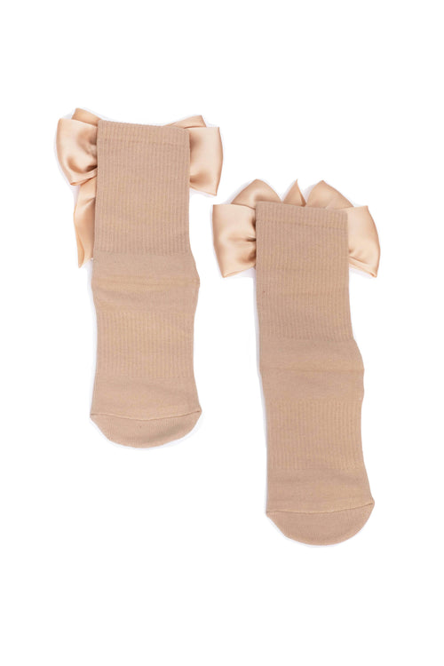 Anna Grip Sock: Taupe/Gold / Medium - Pilates, Barre, Yoga